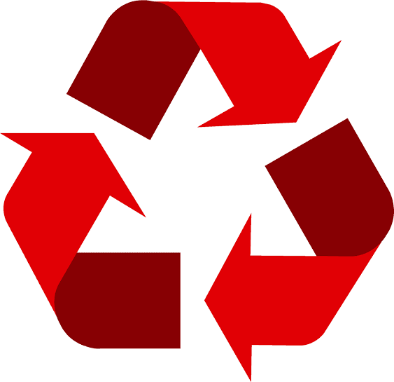 Red recycling symbol